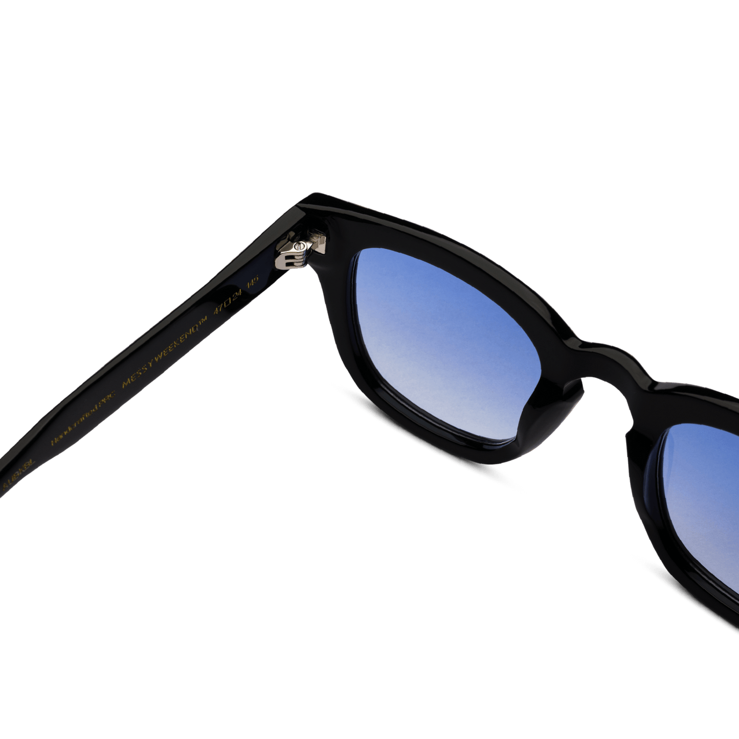 Messy Weekend Austin Rounded Square Sunglasses - Black / Blue Lens