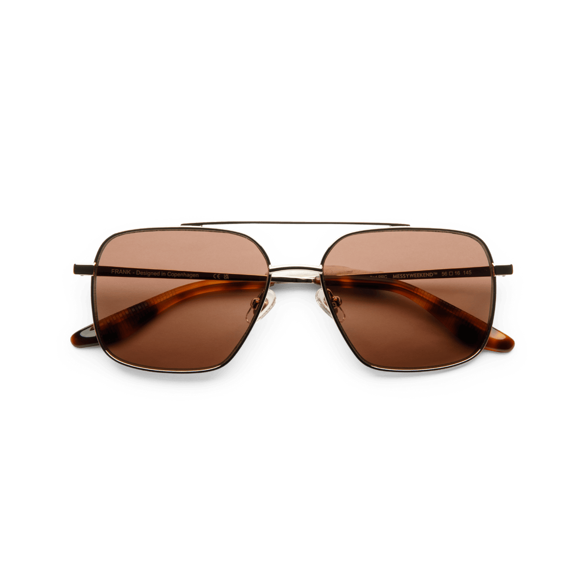 FRANK Gold Tortoise Brown Navigator Metal Frame Sunglasses by Messy Weekend