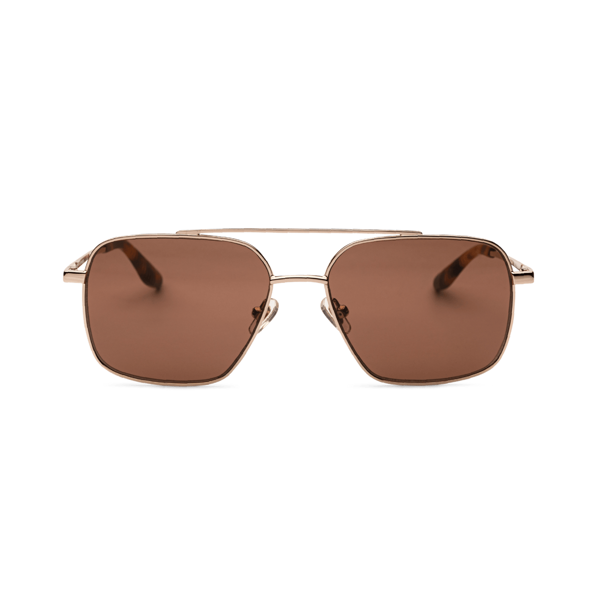 FRANK Gold Tortoise Brown Navigator Metal Frame Sunglasses by Messy Weekend