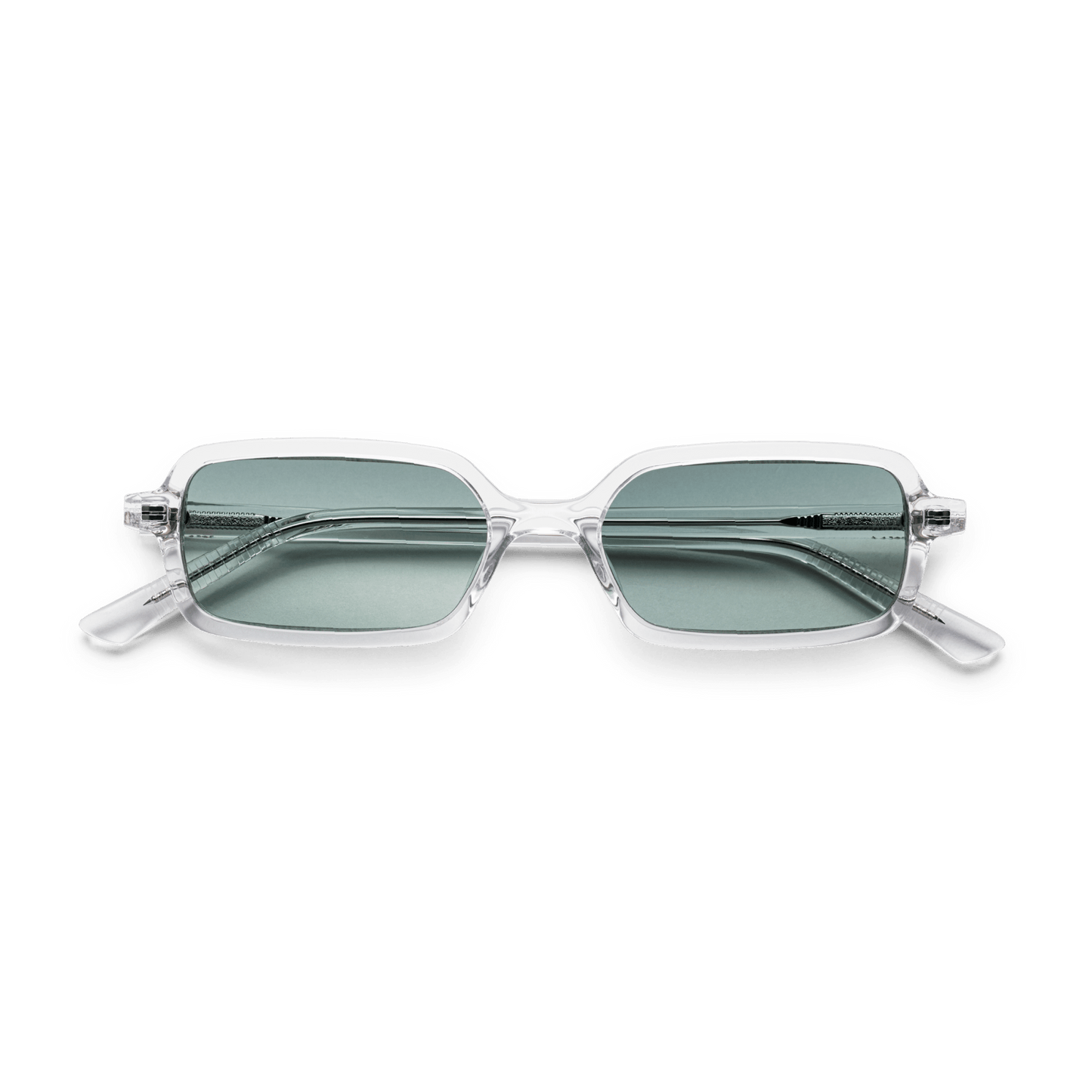 MILO Crystal Green Slim Rectangular Sunglasses by Messy Weekend