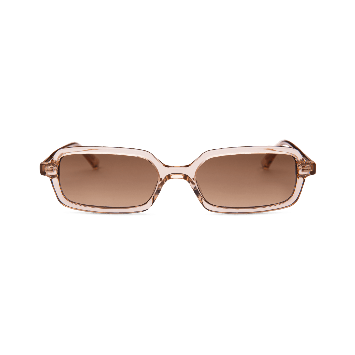MILO Peach Gradient Brown Slim Rectangular Sunglasses by Messy Weekend