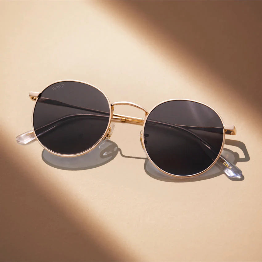 Lunettes de soleil rétro unisexes NEVADA, dorées et noires, par WMP Eyewear