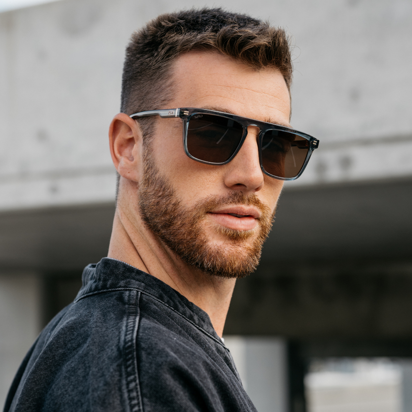 SAWYER Square Men’s Trendy Sunglasses in Nautical Crystal Blue by WMP Eyewear