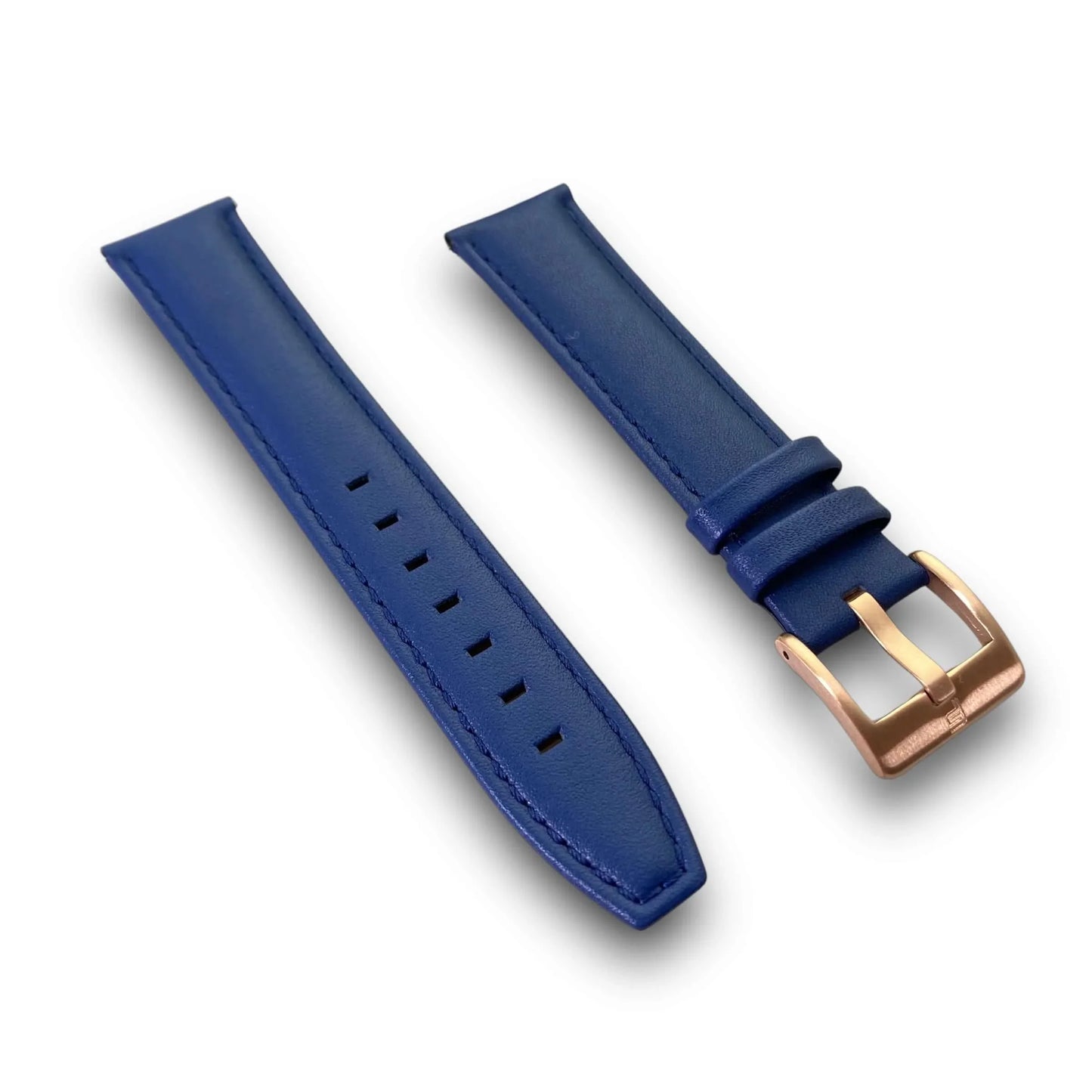 PUNCH Men's Rose Gold & Black Automatic Skeleton Watch - Blue Leather Strap