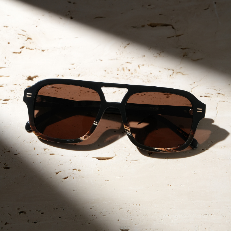 SYDNEY Oversized Retro Aviator Women's Sunglasses in Black Mineral by WMP Eyewear