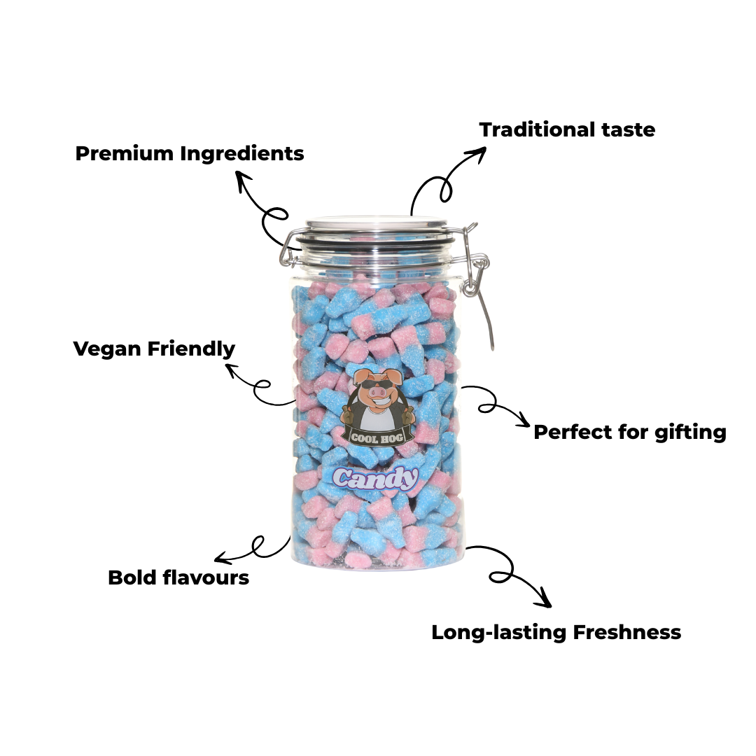 Vegan Fizzy Bubblegum Bottles Candy Gifting Jar
