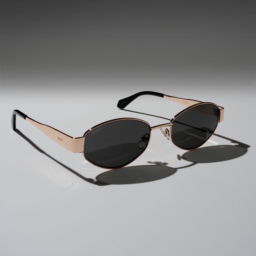 VERONA Oval Thick Framed Women's Sunglasses in Gold, Black by WMP Eyewear UK
