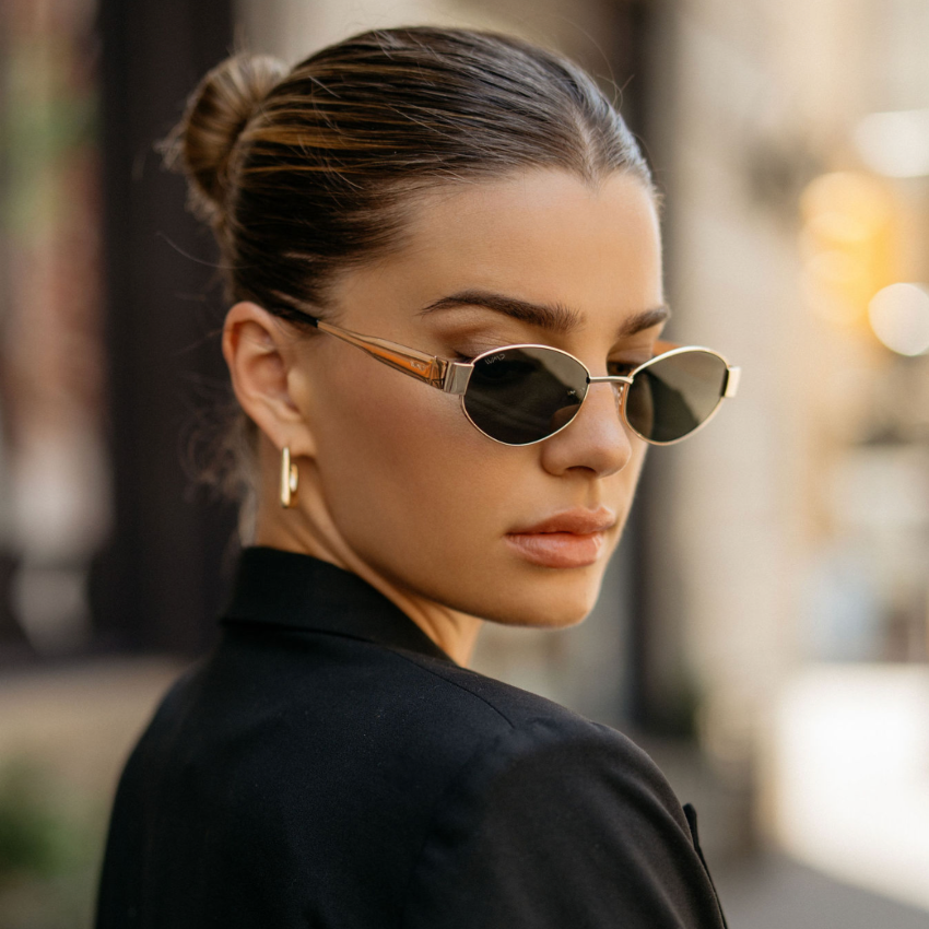 VERONA Oval Thick Framed Women's Sunglasses in Gold, Black by WMP Eyewear UK