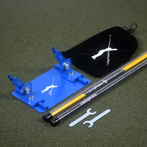 Golf alignment training aids including The Swing Plate, alignment sticks, and swing practice tools.