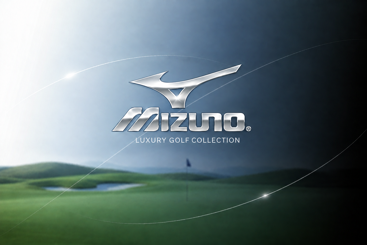 Mizuno banner with the RunBird logo in silver chrome