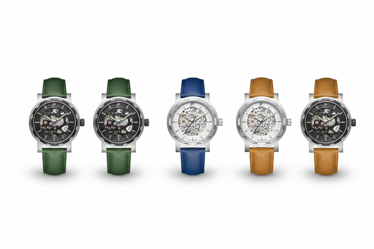 Premium automatic and leather strap watches from PUNCH on display