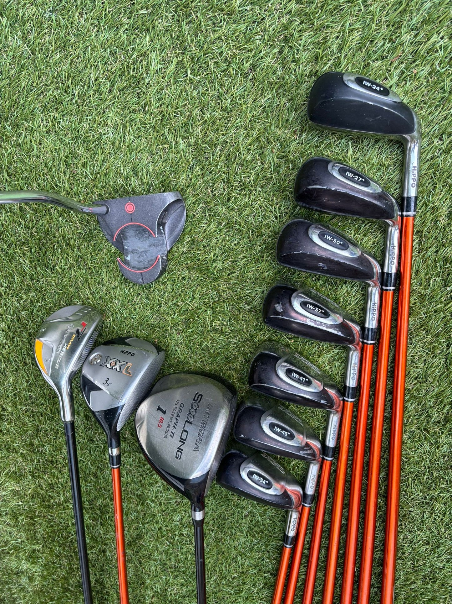 Hippo XXL Iron Set + TaylorMade r7 Rescue Hybrid + Integra Driver + Izzo Stand Bag