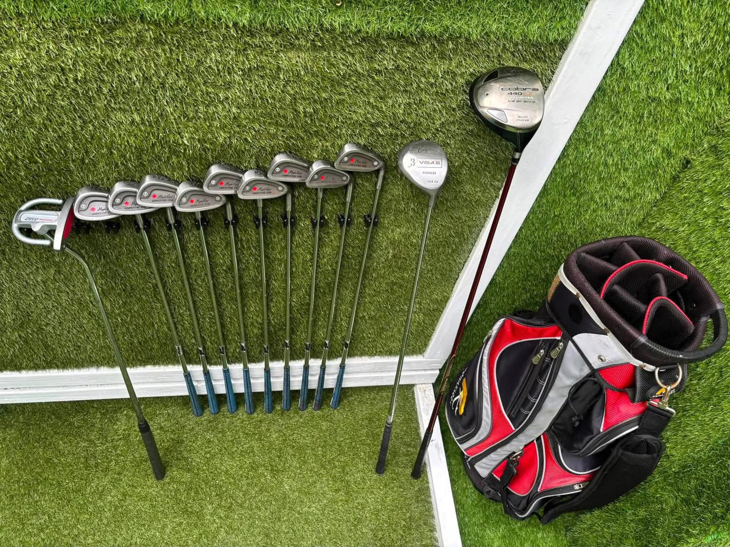Maple Leaf Competitive Edge Irons + King Cobra Driver, 3 Wood, Zucci Putter & PowaKaddy Bag