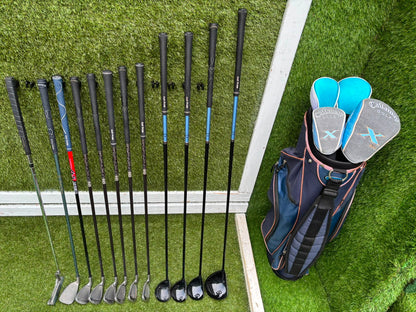Ladies Golf Set – Callaway Big Bertha Irons, Callaway X Woods (Driver, 3, 5 & 7), HEXSERT HM-1 Putter & Cart Bag