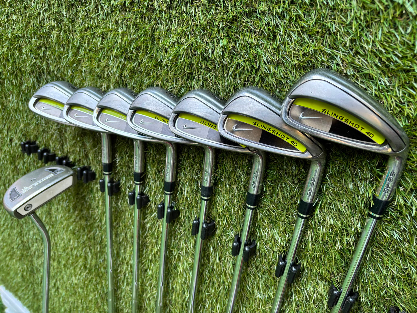 Nike Slingshot 4D Irons, Nike Driver, Cobra 4 Wood, Nike VR_S Hybrid, Odyssey Putter, New Lynx Waterproof Cart Bag