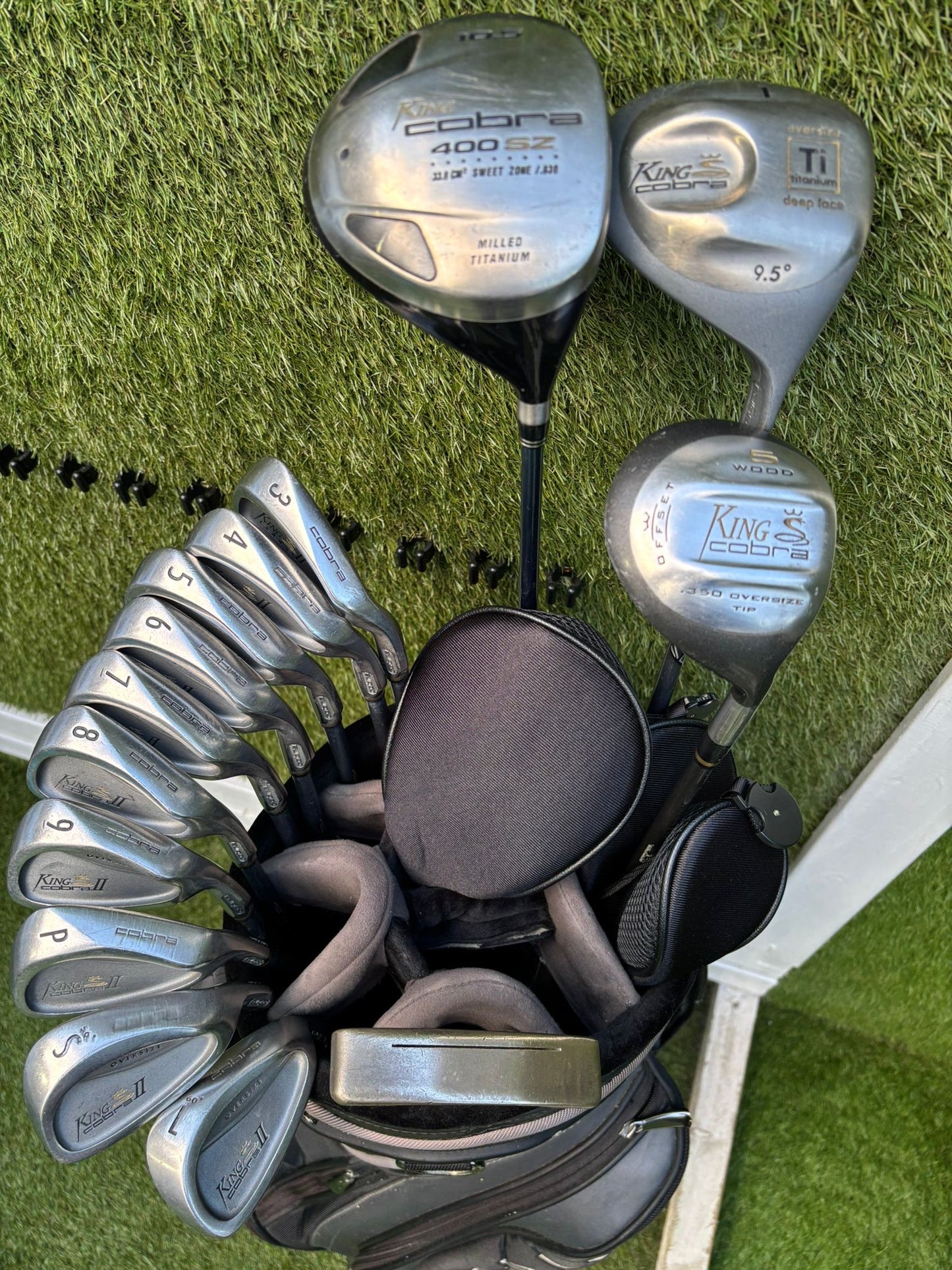 King Cobra II Oversize Irons (3–SW) + Cobra Woods + Ping Anser Putter + Nike Golf Bag Free P&P