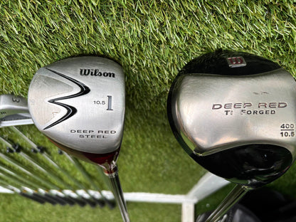 Wilson FatShaft Irons, Wilson Deep Red Driver, Wilson Deep Red 1 Wood, Benross MDX Tribe Putter & Cobra Cart Bag