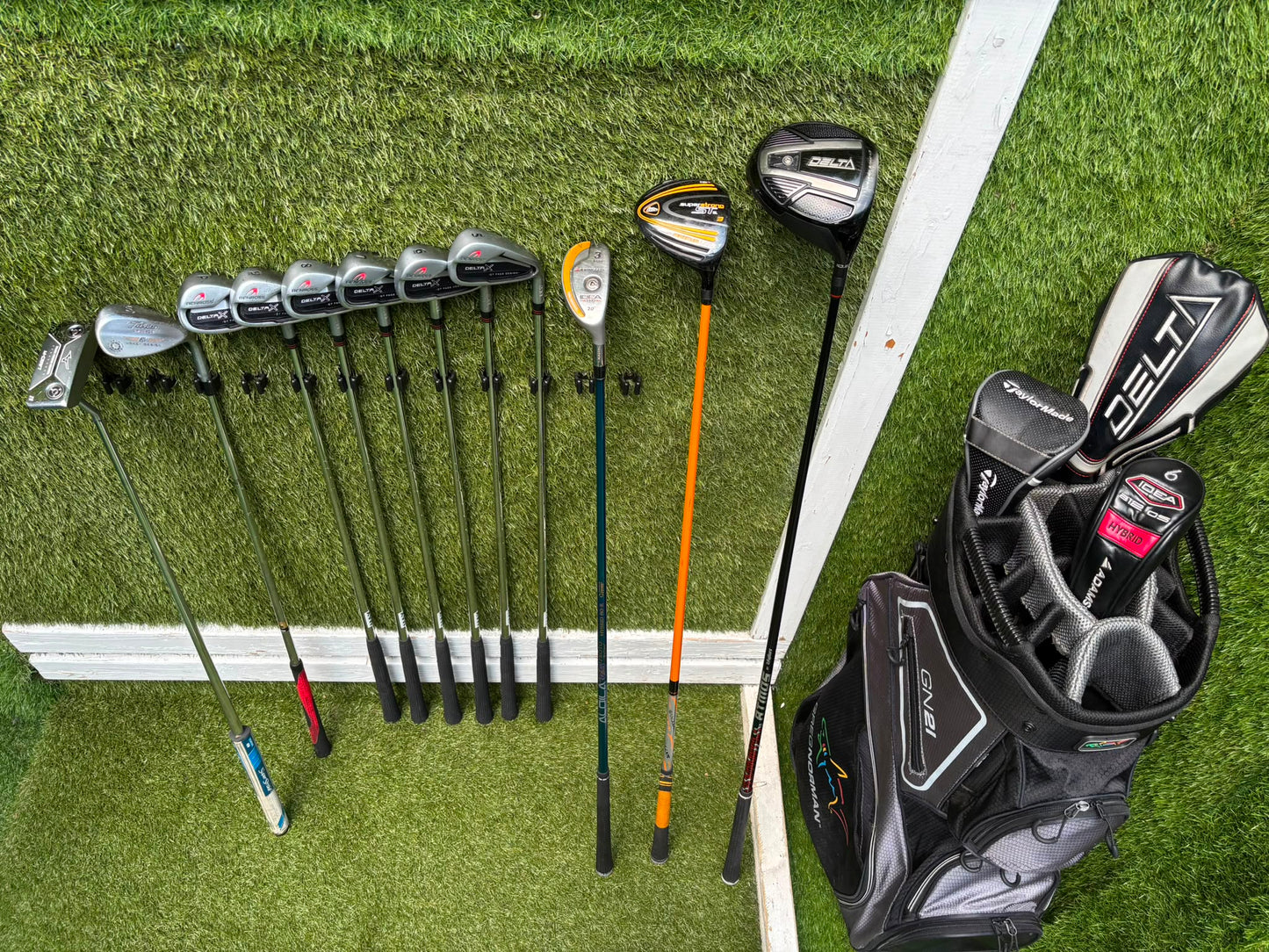 Benross Delta X Irons, Delta Driver, Adams Idea Pro Hybrid, Mizuno M-Craft IV, Vokey SM6 & Greg Norman Cart Bag
