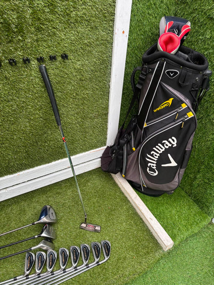 Nike Ignite Dymo² Driver, Spalding Cannon Irons (3–9, SW), TaylorMade Rescue & Rossa Putter | Callaway Stand Bag