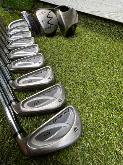 Wilson FatShaft Irons, Wilson Deep Red Driver, Wilson Deep Red 1 Wood, Benross MDX Tribe Putter & Cobra Cart Bag