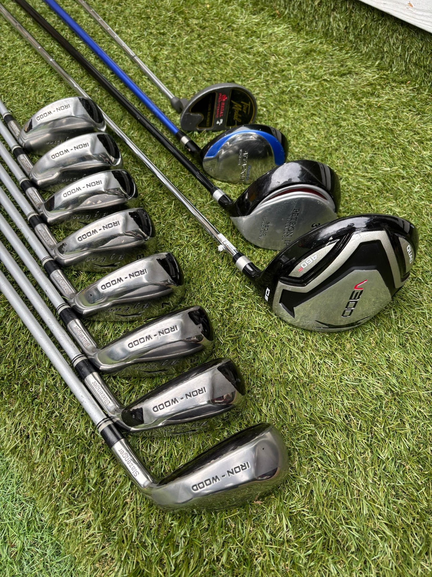 Slazenger Big Ezee Iron-Wood Golf Set V300 Driver Hybrid Stand Bag Free P&P