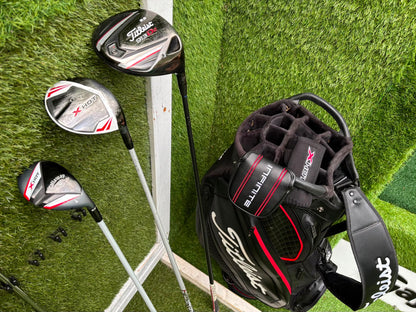 New Wilson Staff D7 Irons, Titleist Driver, Callaway Wood & Hybrid, New Wilson Infinite Putter Titleist Waterproof Cart Bag