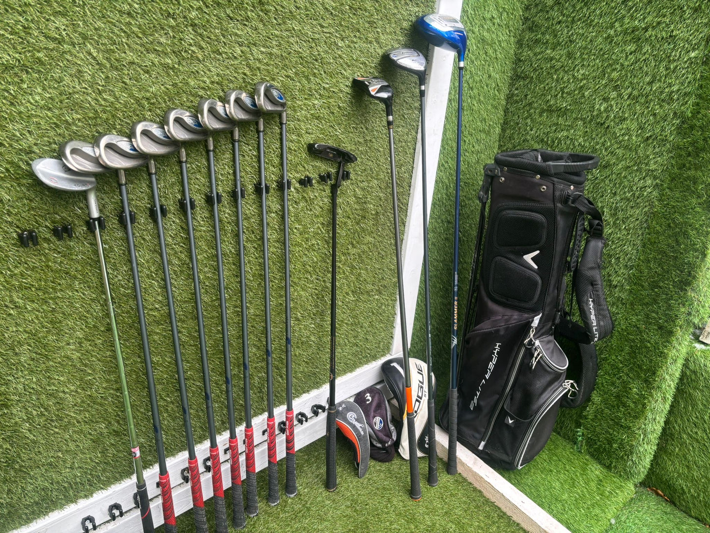 Callaway Tungsten Titanium Irons + Donnay Driver + Mizuno Fairway + Confidence Hybrid + Callaway Stand Bag (12 Clubs)