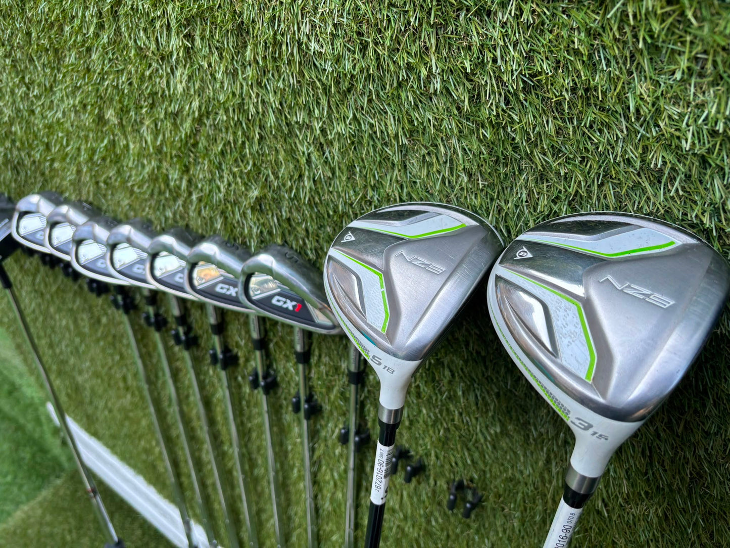 Masters GX1 Irons, Trilogy Ti-Matrix Driver, Dunlop NZ9 Fairway Woods, Wilson Infinite Buckingham Putter & PowaKaddy Cart Bag