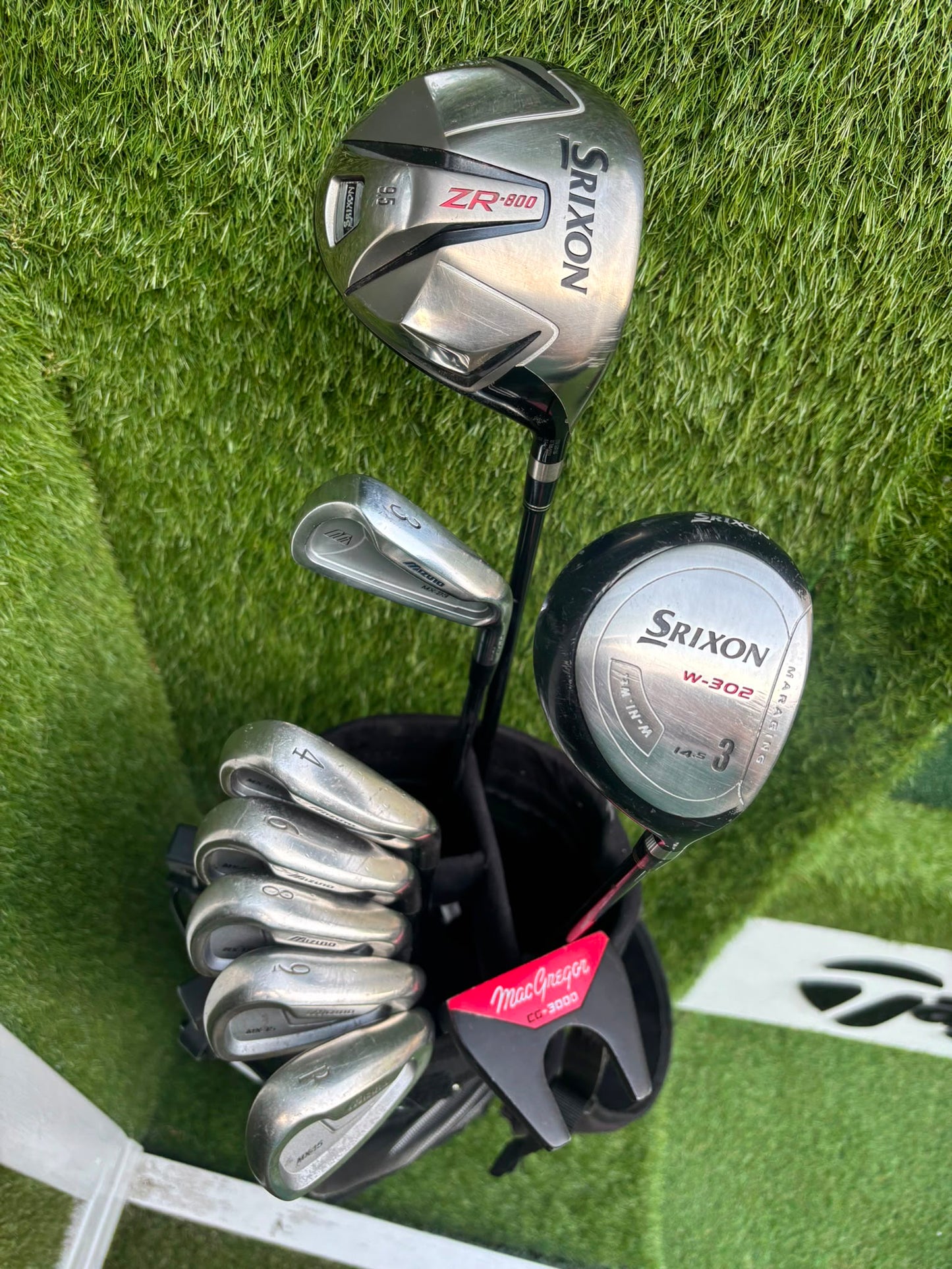 Mizuno T-Zoid / MX-23 Irons + Srixon ZR-800 Driver & W-302 3 Wood Golf Set