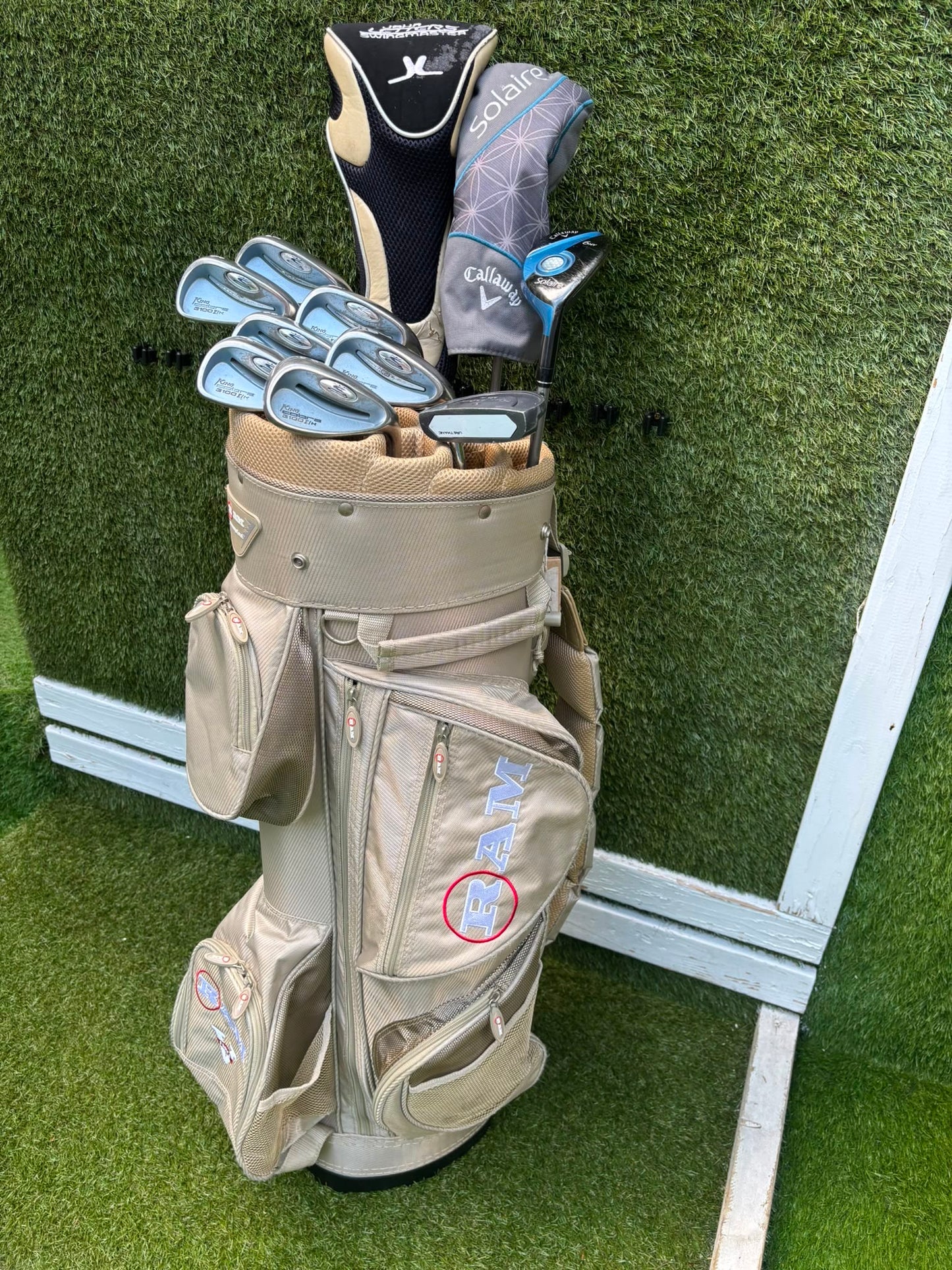 Cobra 3100 I/H Ladies Graphite Irons, Callaway Solaire Woods & RAM Force Cart Bag