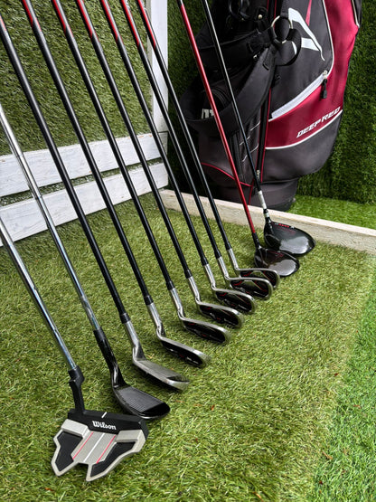 Wilson ProStaff HL Graphite Golf Set + Deep Red Woods & Wilson Deep Red Stand Bag