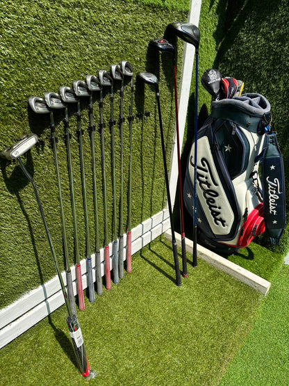 Titleist DCI 762 Irons, Cobra Driver, Odyssey White Ice Teron & Titleist Stars & Stripes Cart Bag