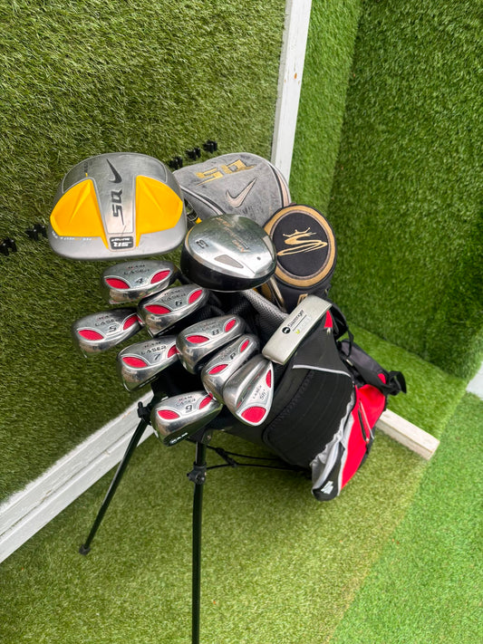 RAM Laser Hybrid Irons, Nike SQ Sumo² Driver, Cobra SZ Fairway Wood, Slazenger V Series Putter & Wilson Tour RX Stand Bag