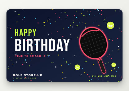 Golf Store UK digital gift card – Happy Birthday padel design