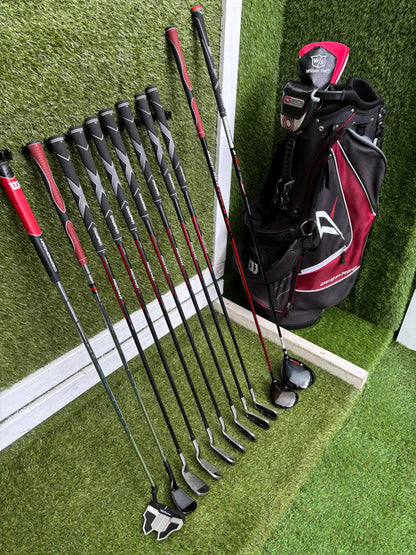 Wilson ProStaff HL Graphite Golf Set + Deep Red Woods & Wilson Deep Red Stand Bag