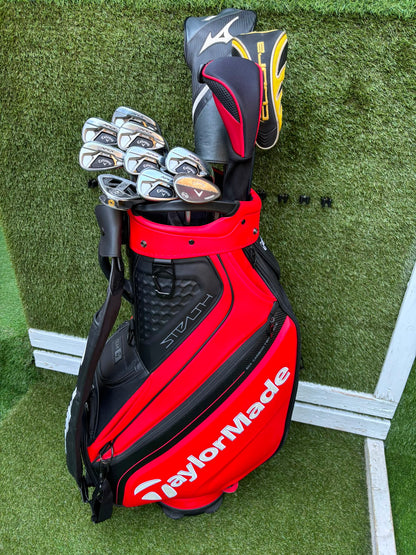 Callaway Apex DCB Irons, Mizuno Driver, Odyssey Lab Putter & TaylorMade Team Tour Cart Bag