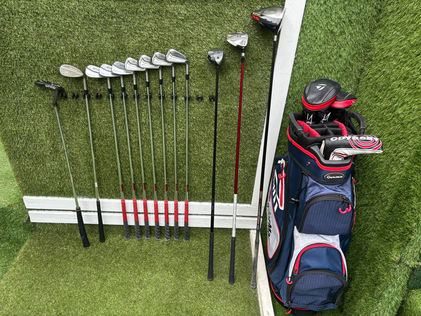 TaylorMade Tour Preferred MC Irons (4–PW) + Burner Driver, R9 Fairway, Callaway Hybrid, Ping Cadence Putter & TaylorMade Bag