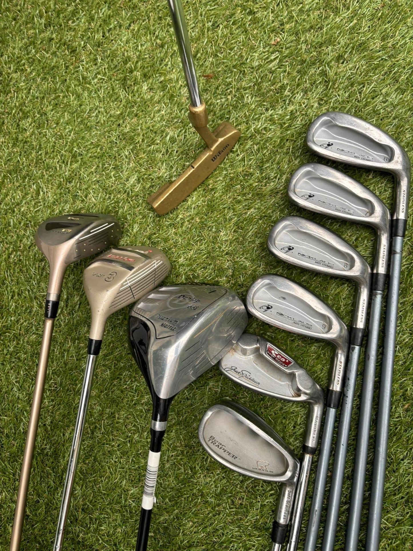 Jack Nicklaus Hybrid Irons + Dunlop / Arnold Palmer / Mizuno Woods + Golden Bear Wedge + Bag – 10 Club Set £164.00 Free Delivery