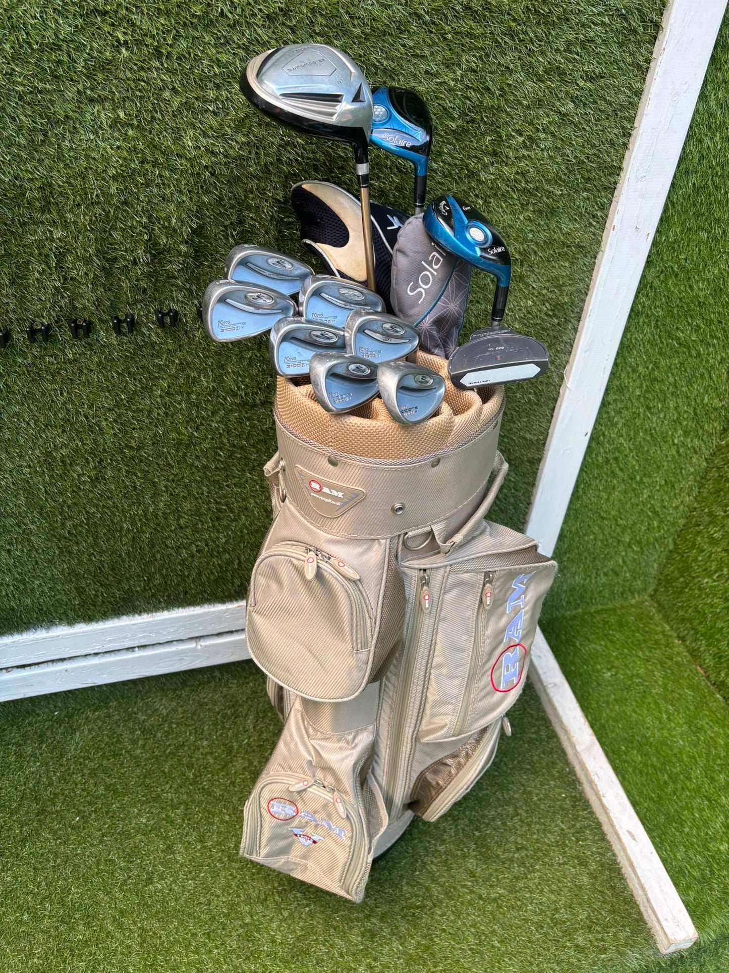 Cobra 3100 I/H Ladies Graphite Irons, Callaway Solaire Woods & RAM Force Cart Bag