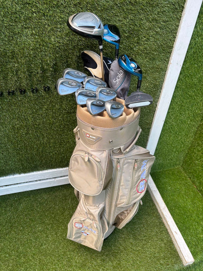 Cobra 3100 I/H Ladies Graphite Irons, Callaway Solaire Woods & RAM Force Cart Bag