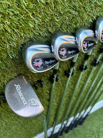 MacGregor V-Foil M565 Irons, Ping Driver, Ping Hybrid, TaylorMade Putter & Premium OUUL Camouflage Stand Bag