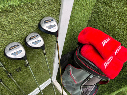 Maxfli Revolution Irons 3-PW + Mizuno Zoid Woods + Sun Mountain Cart Bag