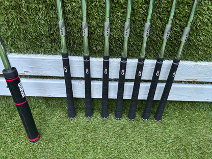 Masters GX1 Irons, Trilogy Ti-Matrix Driver, Dunlop NZ9 Fairway Woods, Wilson Infinite Buckingham Putter & PowaKaddy Cart Bag