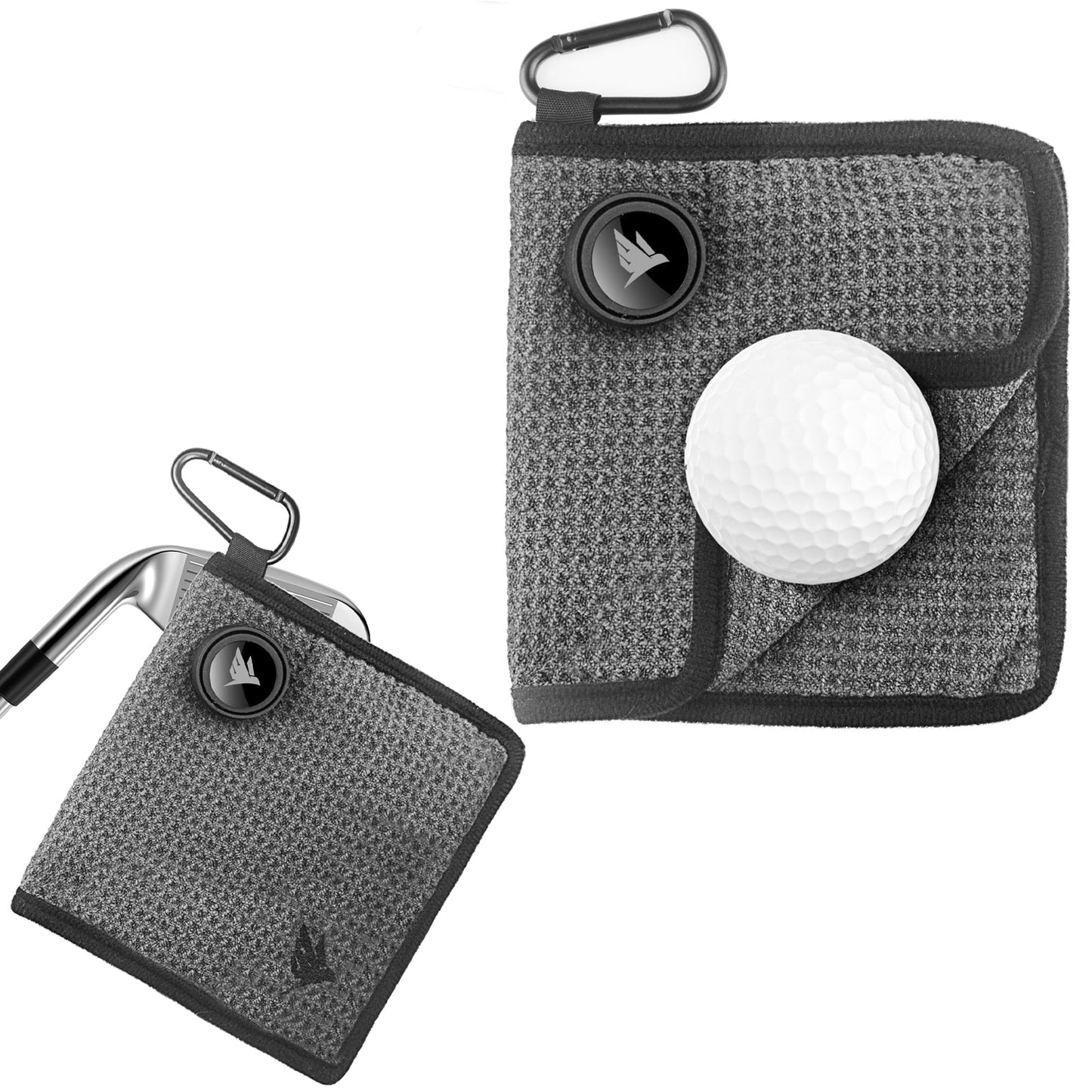 SWIFTEE Golf Pouch Waist Pocket Wet and Dry Liner Ball Towel - With Magnet, Ball Marker and Caribiner Clip