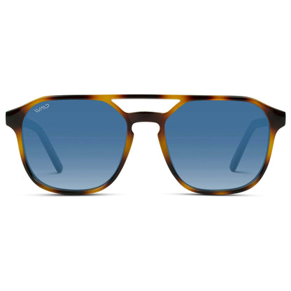 HUNTER Men's Double Bridge Aviator Sunglasses in Whiskey Brown Tortoise by WMP Eyewear