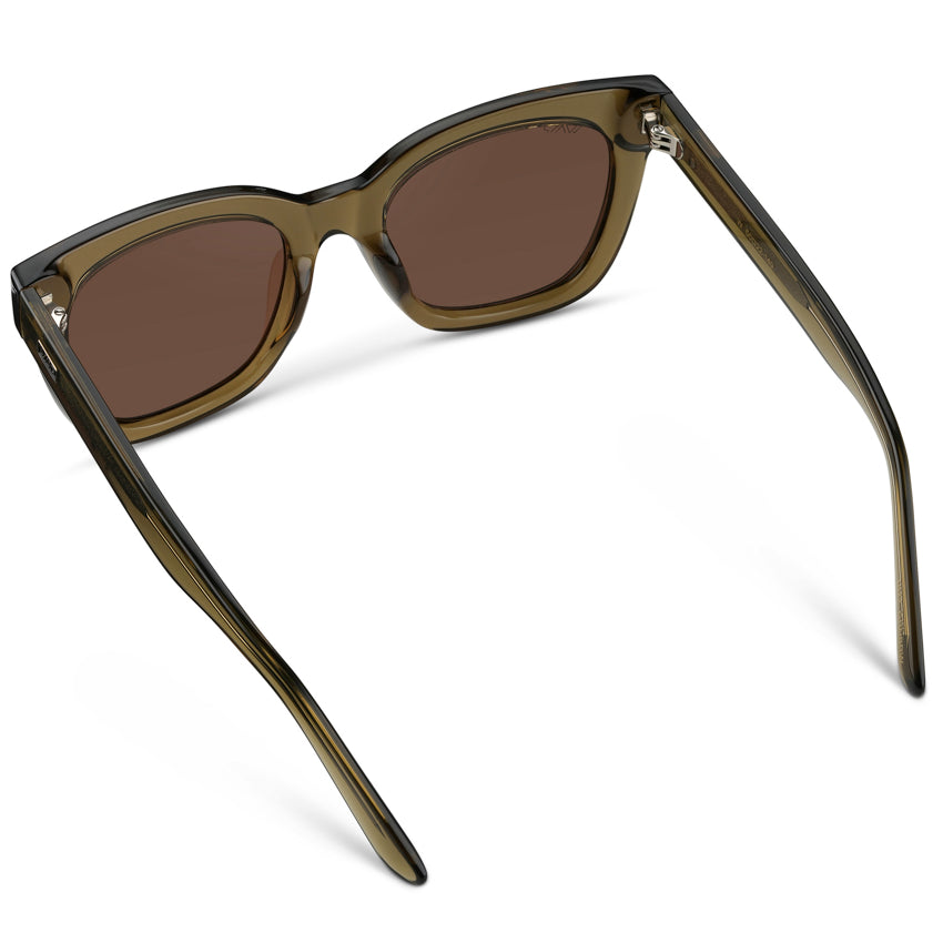 STORMI Cat Eye Women's Sunglasses in Khaki Crystal Green by WMP Eyewear