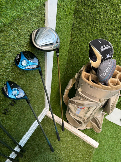 Cobra 3100 I/H Ladies Graphite Irons, Callaway Solaire Woods & RAM Force Cart Bag