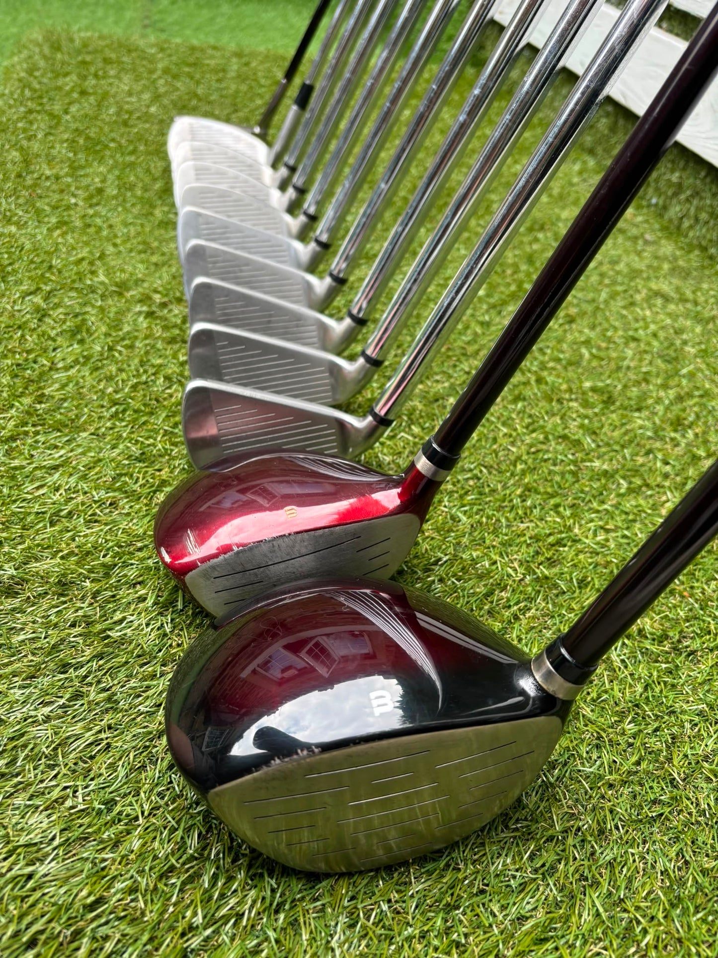 Wilson FatShaft Irons, Wilson Deep Red Driver, Wilson Deep Red 1 Wood, Benross MDX Tribe Putter & Cobra Cart Bag
