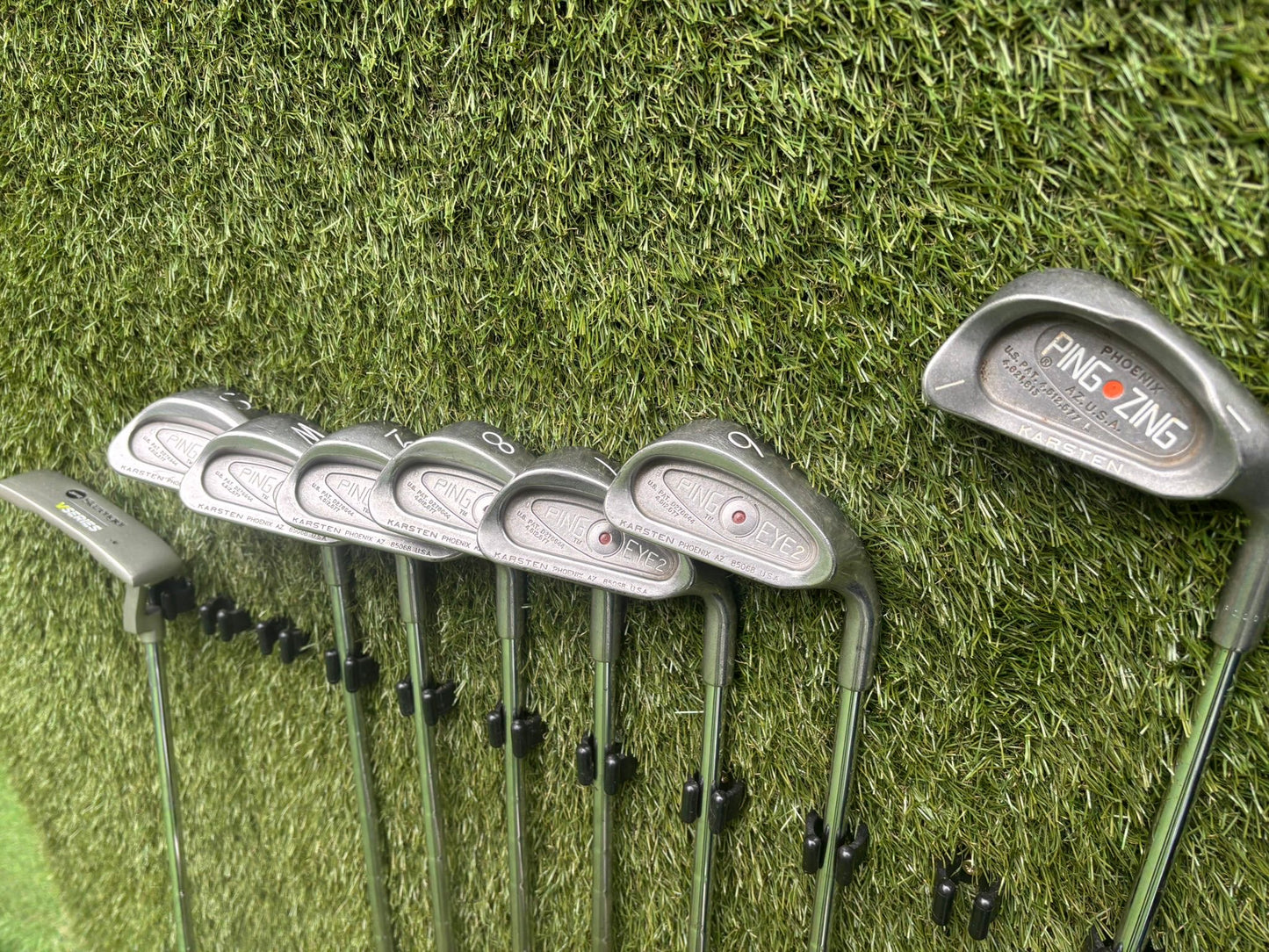 PING Eye2 Red Dot Irons, PING Zing 1 Iron, Wilson Driver, MaxFli 3 Wood & Nike Vapor X Stand Bag