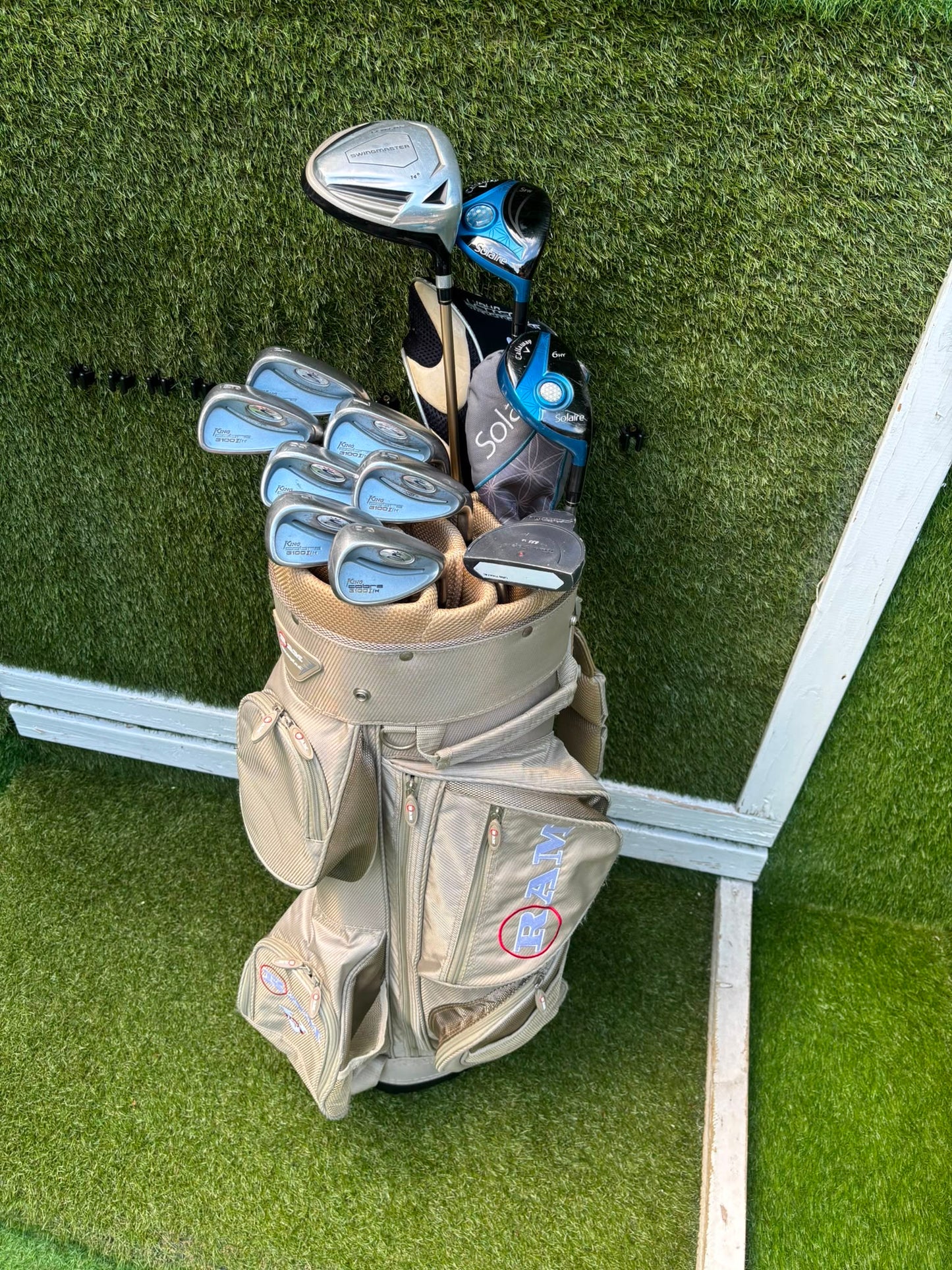 Cobra 3100 I/H Ladies Graphite Irons, Callaway Solaire Woods & RAM Force Cart Bag